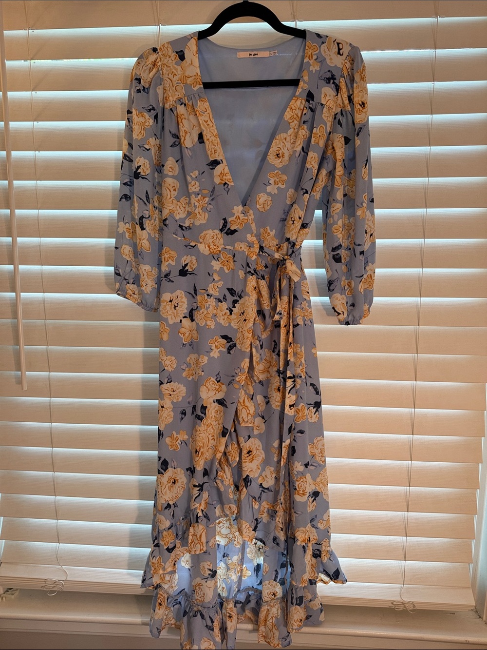 Blue Floral HighLow Midi Dress